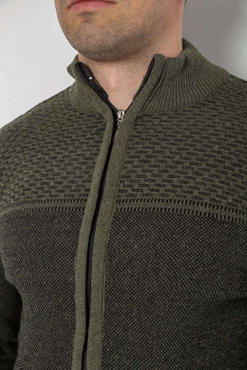 Кофта мужская на молнии с карманами, цвет хаки, 161R1009 — изображение 5