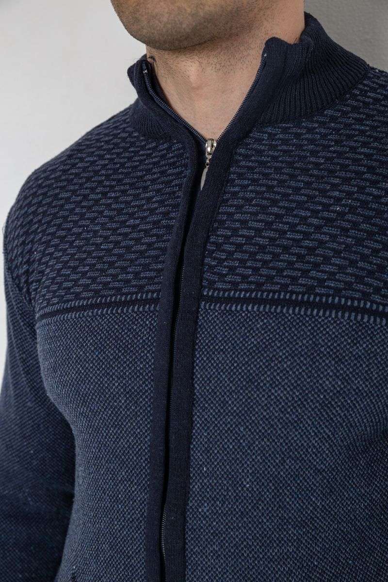 Кофта мужская на молнии с карманами, цвет синий, 161R1009 — изображение 5