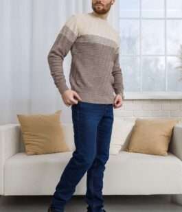 Свитер мужской, цвет молочно-бежевый, 161R677