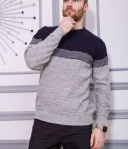 Свитер мужской, цвет сине-серый, 161R677