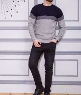 Свитер мужской, цвет сине-серый, 161R677