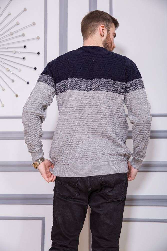 Свитер мужской, цвет сине-серый, 161R677 — изображение 4