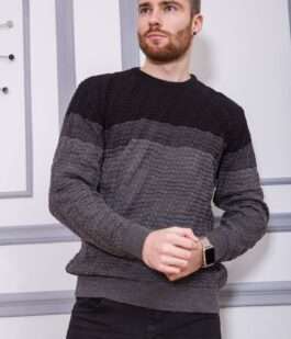 Свитер мужской, цвет черно-серый, 161R677