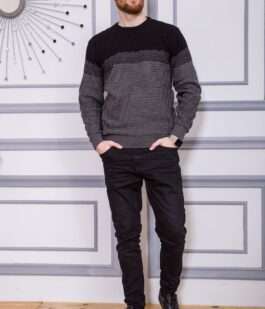 Свитер мужской, цвет черно-серый, 161R677