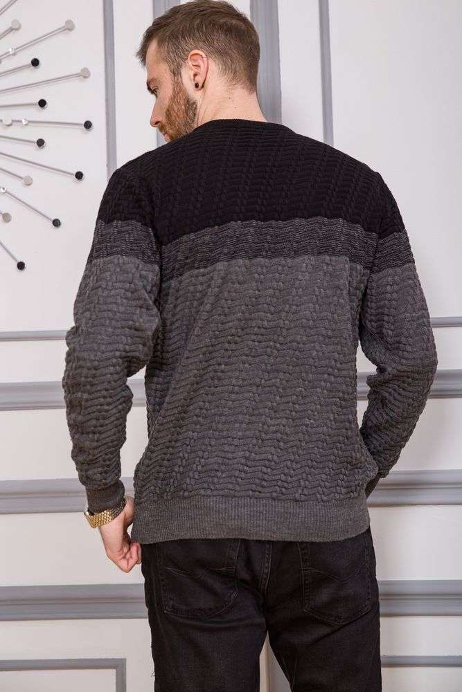 Свитер мужской, цвет черно-серый, 161R677 — изображение 4
