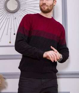 Свитер мужской, цвет бордово-черный, 161R677
