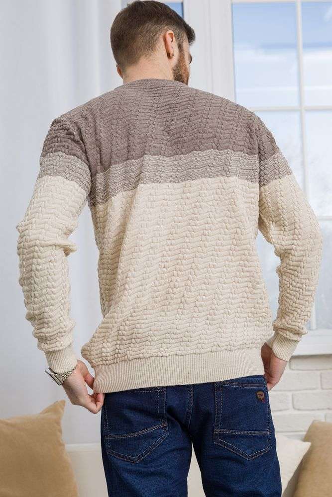 Свитер мужской, цвет бежево-молочный, 161R677 — изображение 5