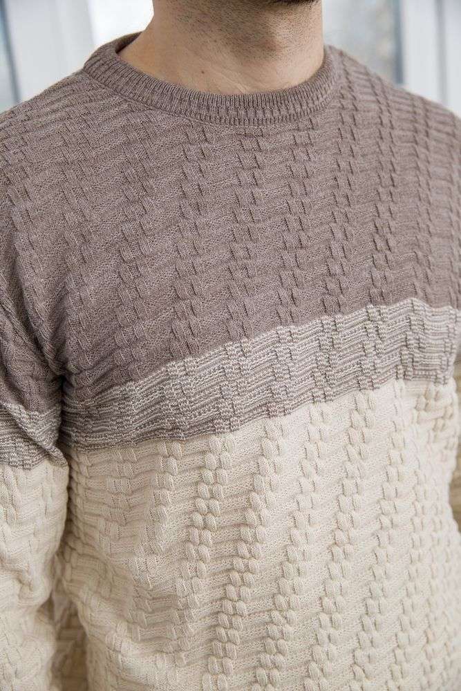 Свитер мужской, цвет бежево-молочный, 161R677 — изображение 6