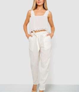 Брюки женские летние на манжете, цвет молочный, 244R350