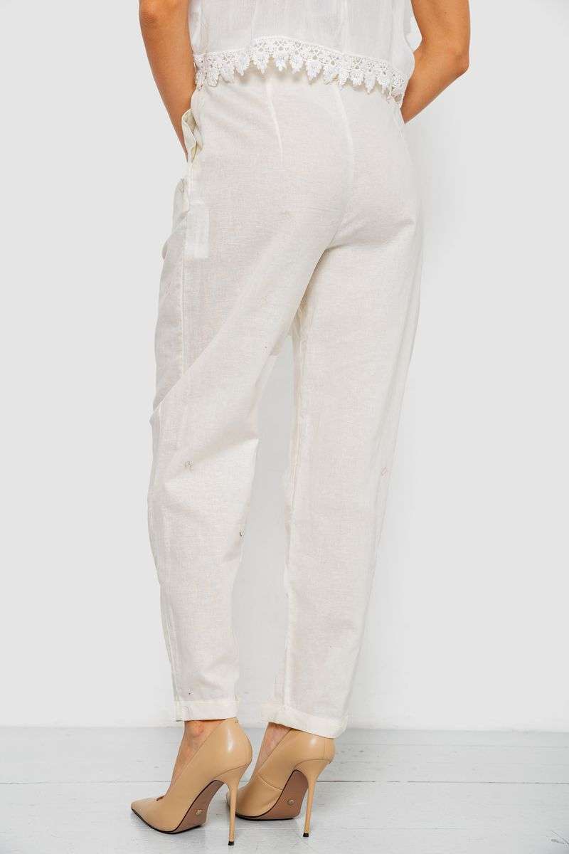 Брюки женские летние на манжете, цвет молочный, 244R350 — изображение 4