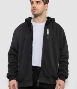 Кофта мужская на молнии, цвет черный, 244R2652
