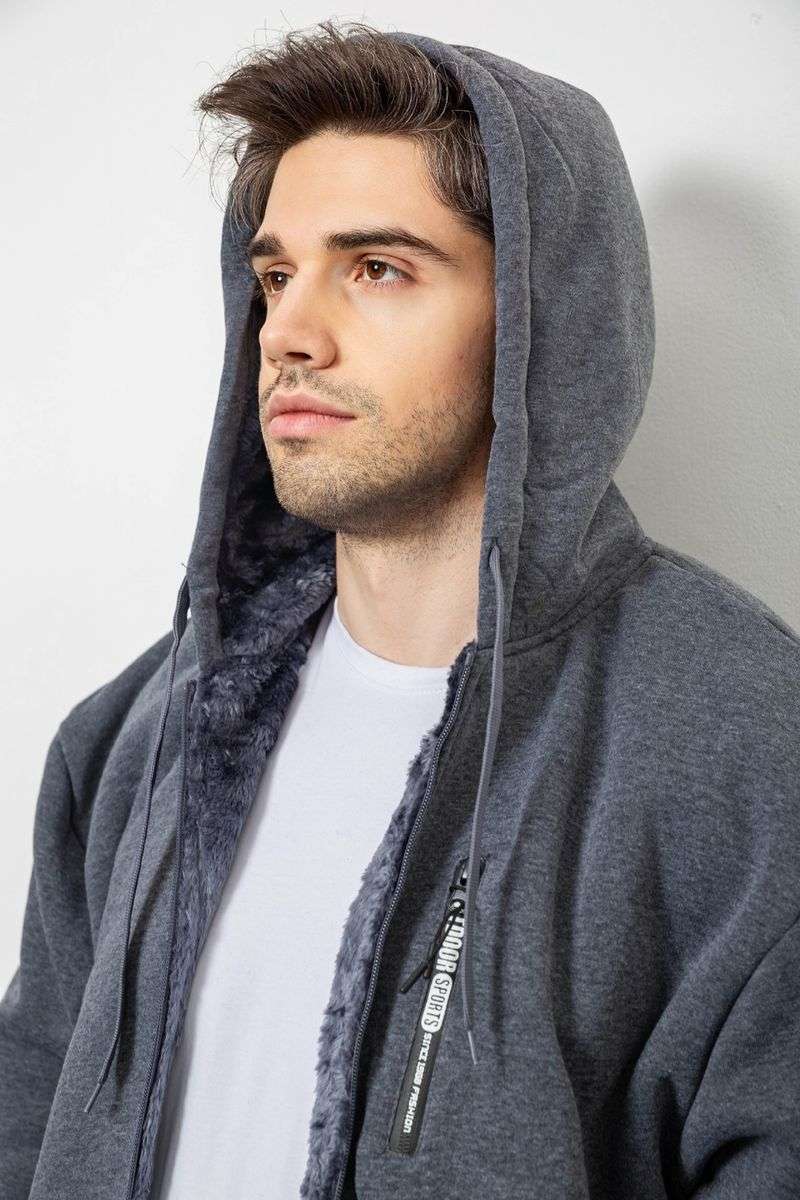 Кофта мужская на молнии, цвет серый, 244R2652 — изображение 7