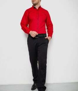 Рубашка мужская с длинным  рукавом, цвет красный, 214R16111