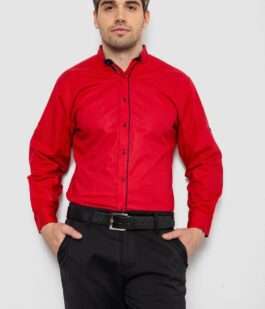 Рубашка мужская с длинным  рукавом, цвет красный, 214R16111