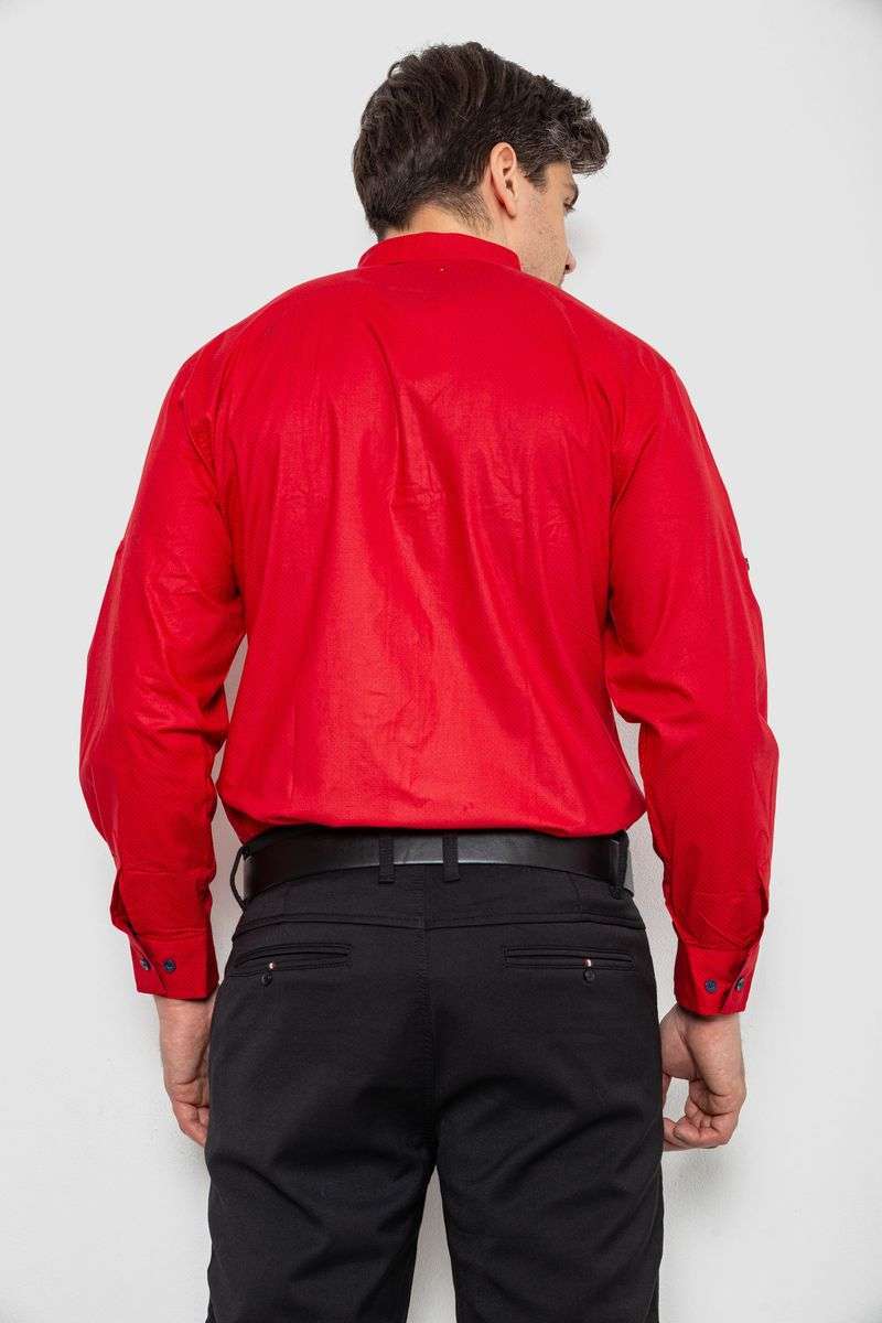 Рубашка мужская с длинным рукавом, цвет красный, 214R16111 — изображение 4