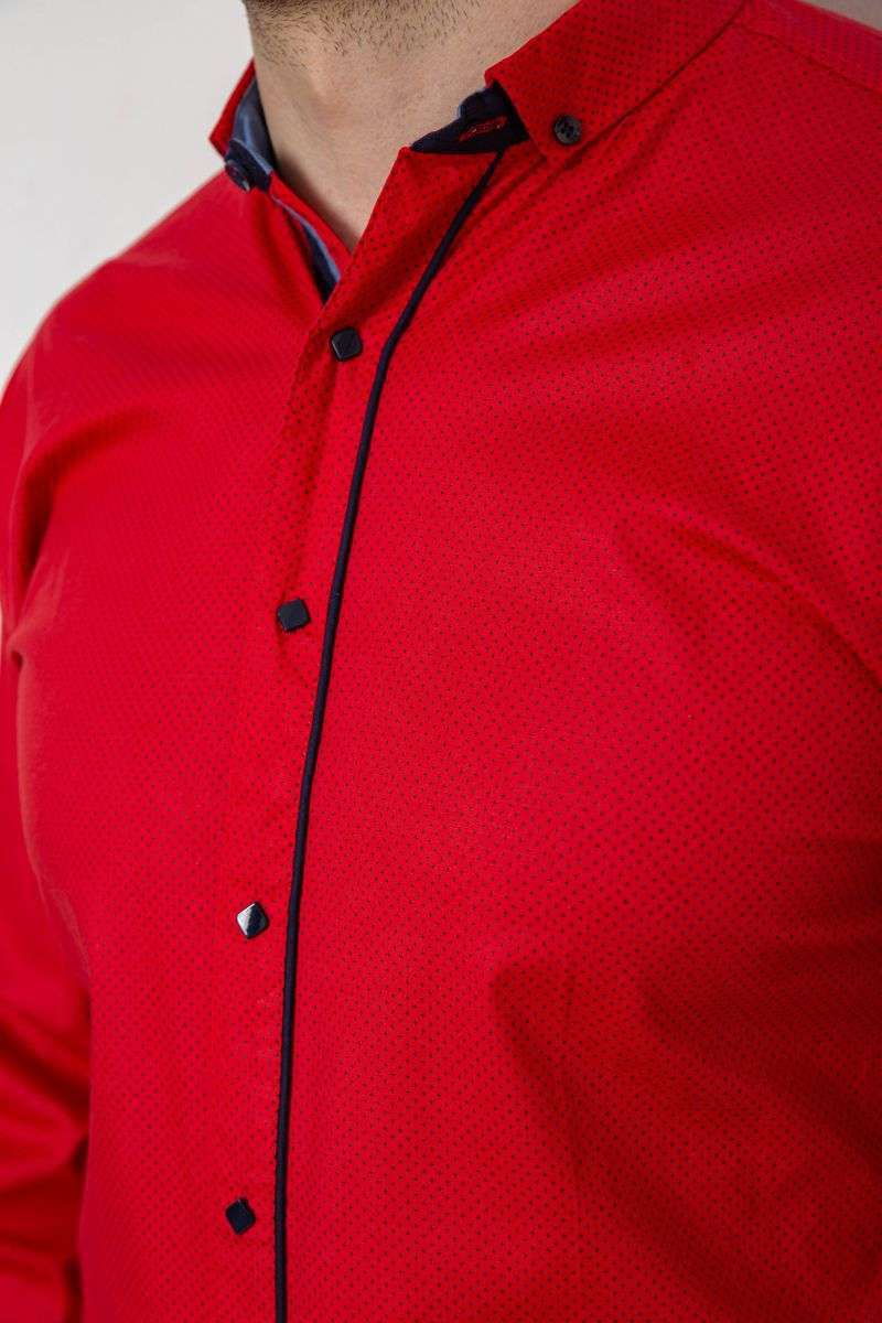 Рубашка мужская с длинным рукавом, цвет красный, 214R16111 — изображение 5