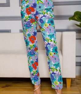 Женские брюки на резинке, мятного цвета с узором, 172R076-1