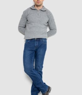 Джинсы мужские на флисе, цвет синий, 254R2402