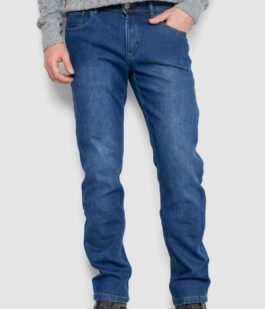 Джинсы мужские на флисе, цвет синий, 254R2401