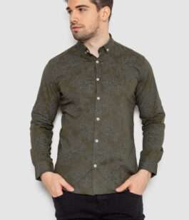 Рубашка мужская с принтом, цвет хаки, 247R115