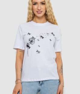 Футболка женская с принтом, цвет белый, 241R1828