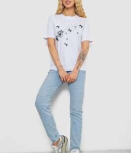 Футболка женская с принтом, цвет белый, 241R1828