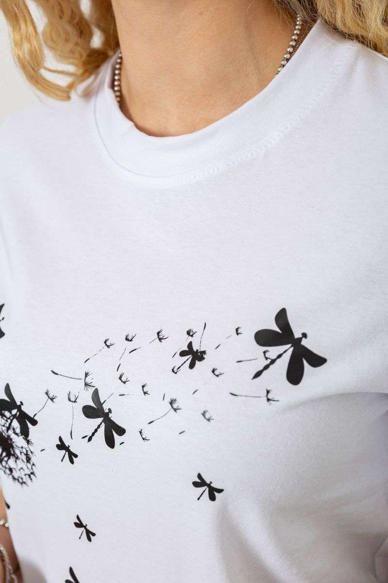 Футболка женская с принтом, цвет белый, 241R1828 — изображение 5