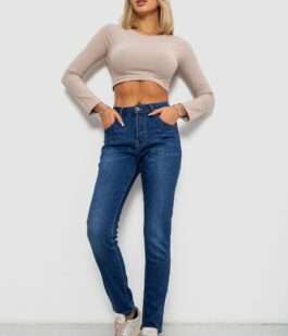 Джинсы женские на флисе, цвет синий, 244RVE952