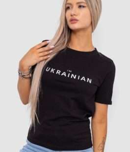 Футболка женская с принтом, цвет черный, 238R57383