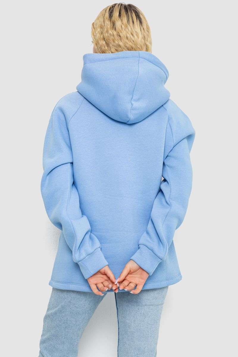 Худи женский на флисе трехнитка, цвет голубой, 102R7713 — изображение 4