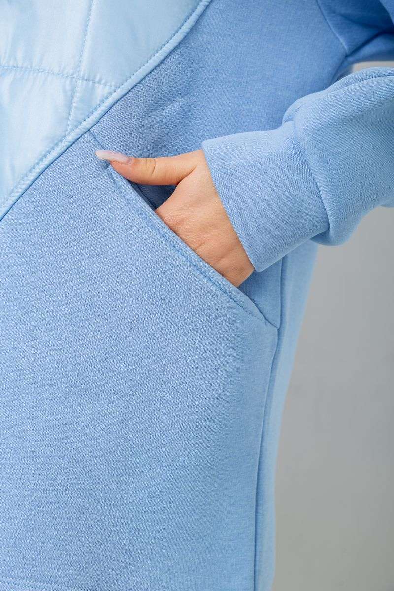 Худи женский на флисе трехнитка, цвет голубой, 102R7713 — изображение 7