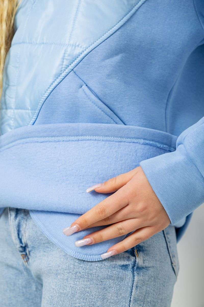 Худи женский на флисе трехнитка, цвет голубой, 102R7713 — изображение 8