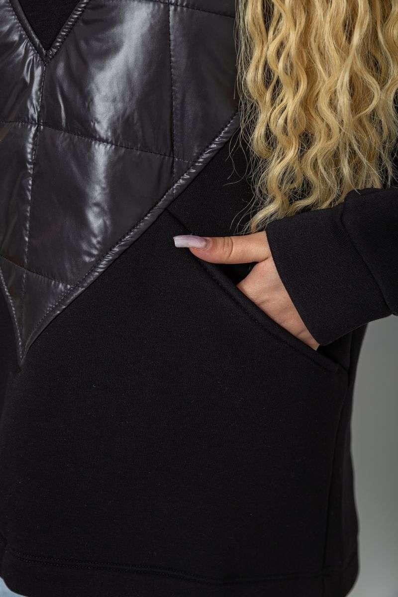 Худи женский на флисе трехнитка, цвет черный, 102R7713 — изображение 5