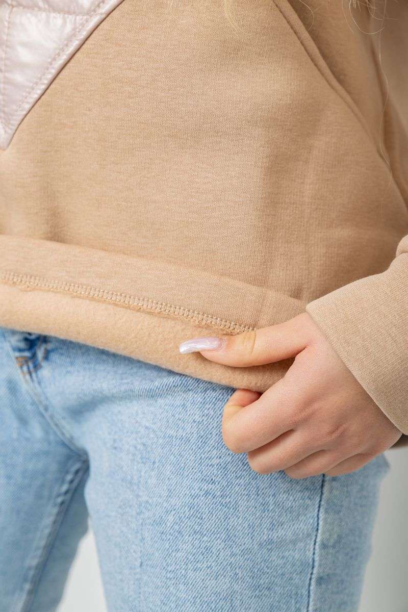 Худи женский на флисе трехнитка, цвет бежевый, 102R7713 — изображение 7