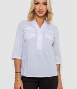 Блуза однотонная, цвет белый, 230RP-96-1