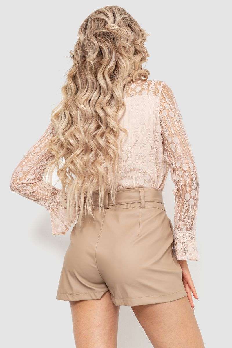 Блуза женская классическая гипюровая, цвет пудровый, 204R156 — изображение 4