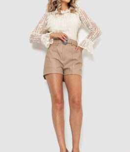 Блуза женская классическая гипюровая, цвет светло-бежевый, 204R156