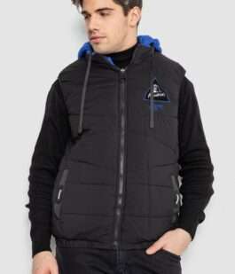 Жилетка мужская демисезонная двухсторонняя, цвет черно-синий, 244R99002