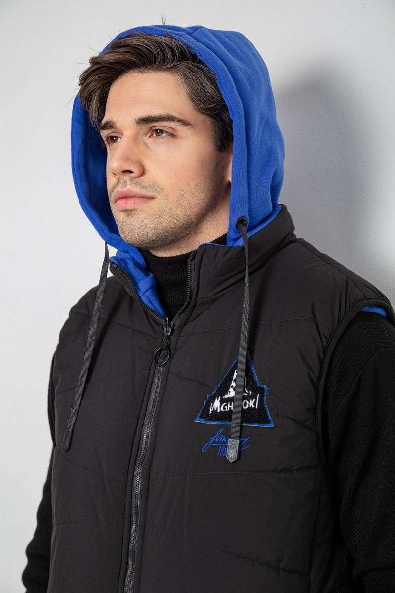 Жилетка мужская демисезонная двухсторонняя, цвет черно-синий, 244R99002 — изображение 5