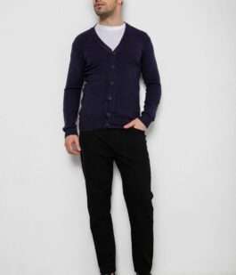 Кофта мужская на пуговицах, цвет темно-синий, 238R18004