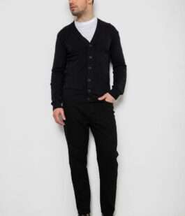 Кофта мужская на пуговицах, цвет черный, 238R18004