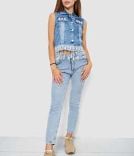 Жилетка женская джинсовая, цвет голубой, 247R8072