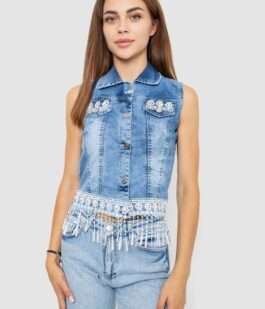Жилетка женская джинсовая, цвет голубой, 247R8072