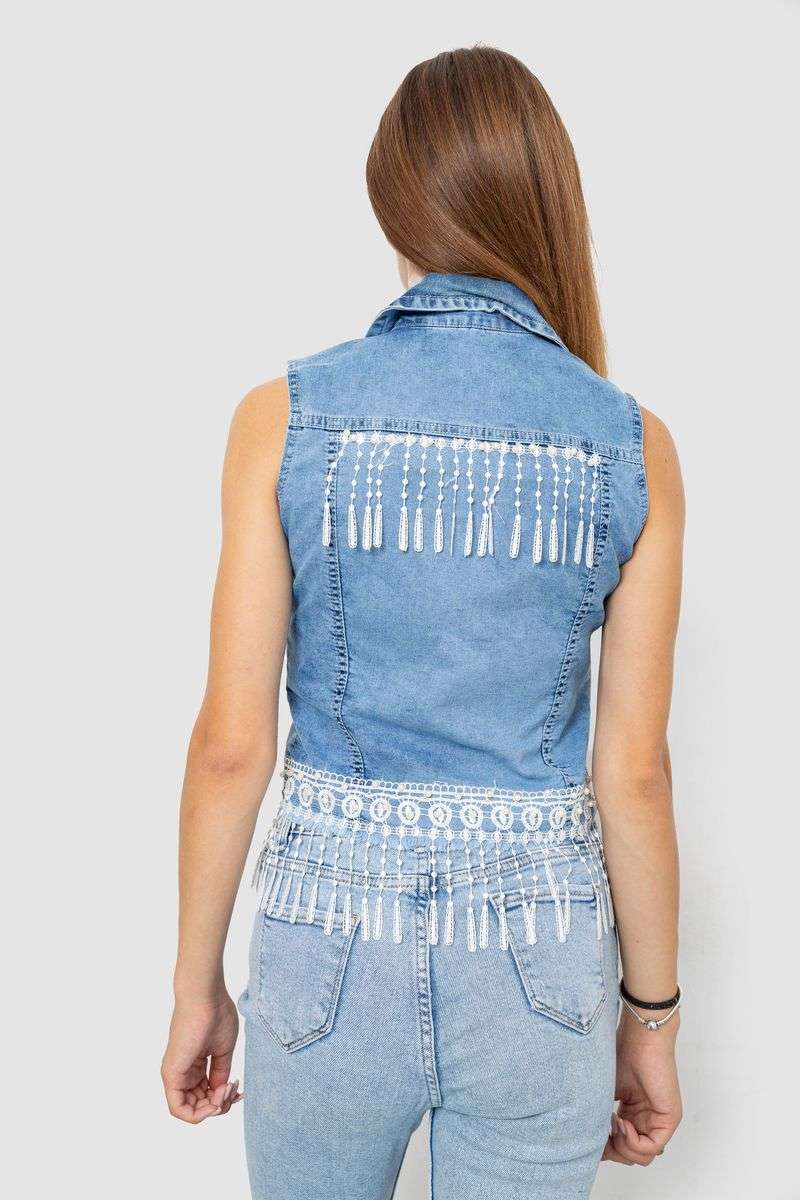 Жилетка женская джинсовая, цвет голубой, 247R8072 — изображение 4