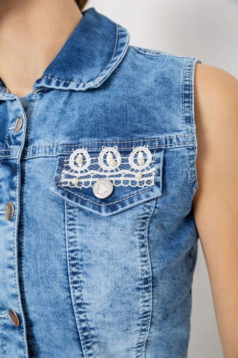 Жилетка женская джинсовая, цвет голубой, 247R8072 — изображение 5