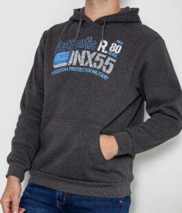 Худи мужской на флисе с капюшоном, цвет темно-серый, 244R2196