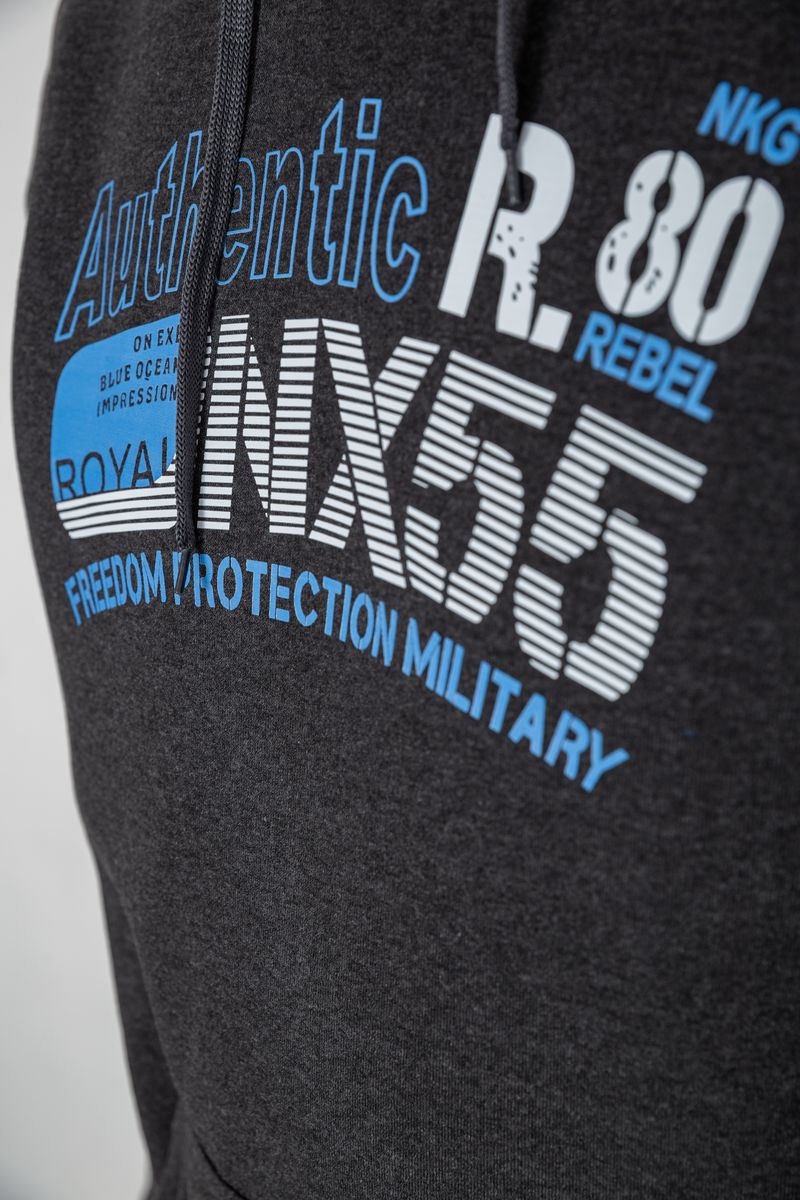 Худи мужской на флисе с капюшоном, цвет темно-серый, 244R2196 — изображение 4