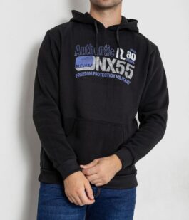 Худи мужской на флисе с капюшоном, цвет черный, 244R2196