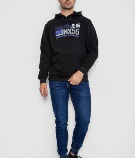 Худи мужской на флисе с капюшоном, цвет черный, 244R2196