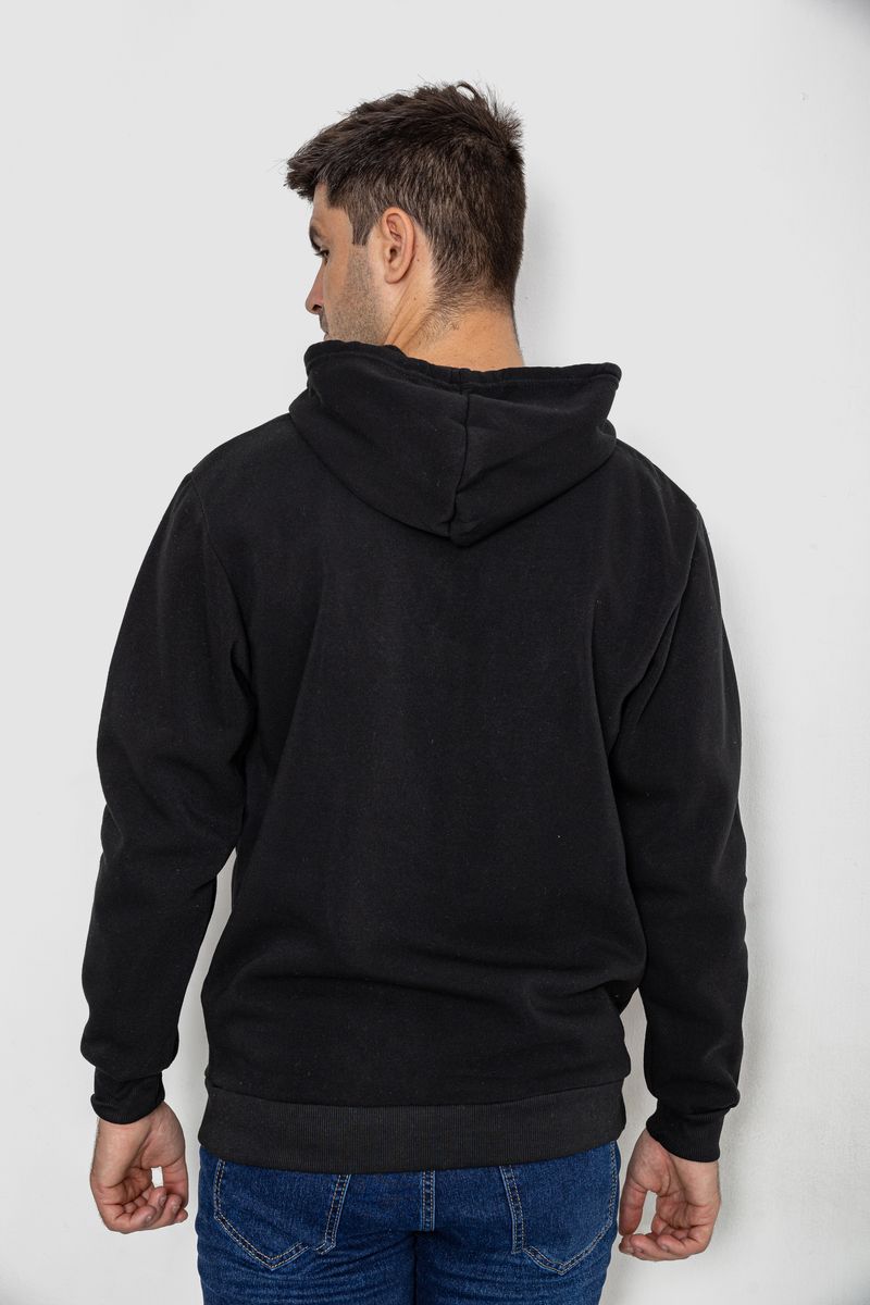 Худи мужской на флисе с капюшоном, цвет черный, 244R2196 — изображение 4